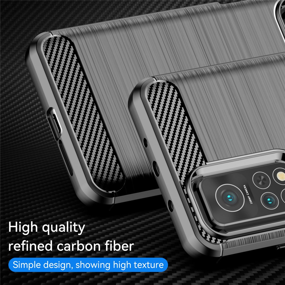 Drop Resistant Carbon Fiber Brushed Texture TPU Back Case Mobile Phone Cover for Xiaomi Mi 10T 5G/10T Pro 5G/Redmi K30S - Black-2