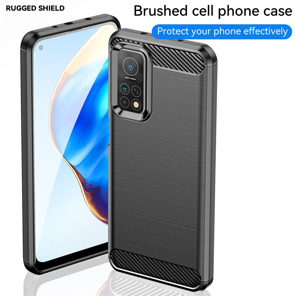 Drop Resistant Carbon Fiber Brushed Texture TPU Back Case Mobile Phone Cover for Xiaomi Mi 10T 5G/10T Pro 5G/Redmi K30S - Black-7