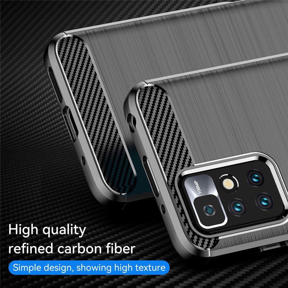 Drop Protection Brushed Carbon Fiber Texture TPU Back Case Mobile Phone Cover for Xiaomi Redmi Note 11 4G - Black-2