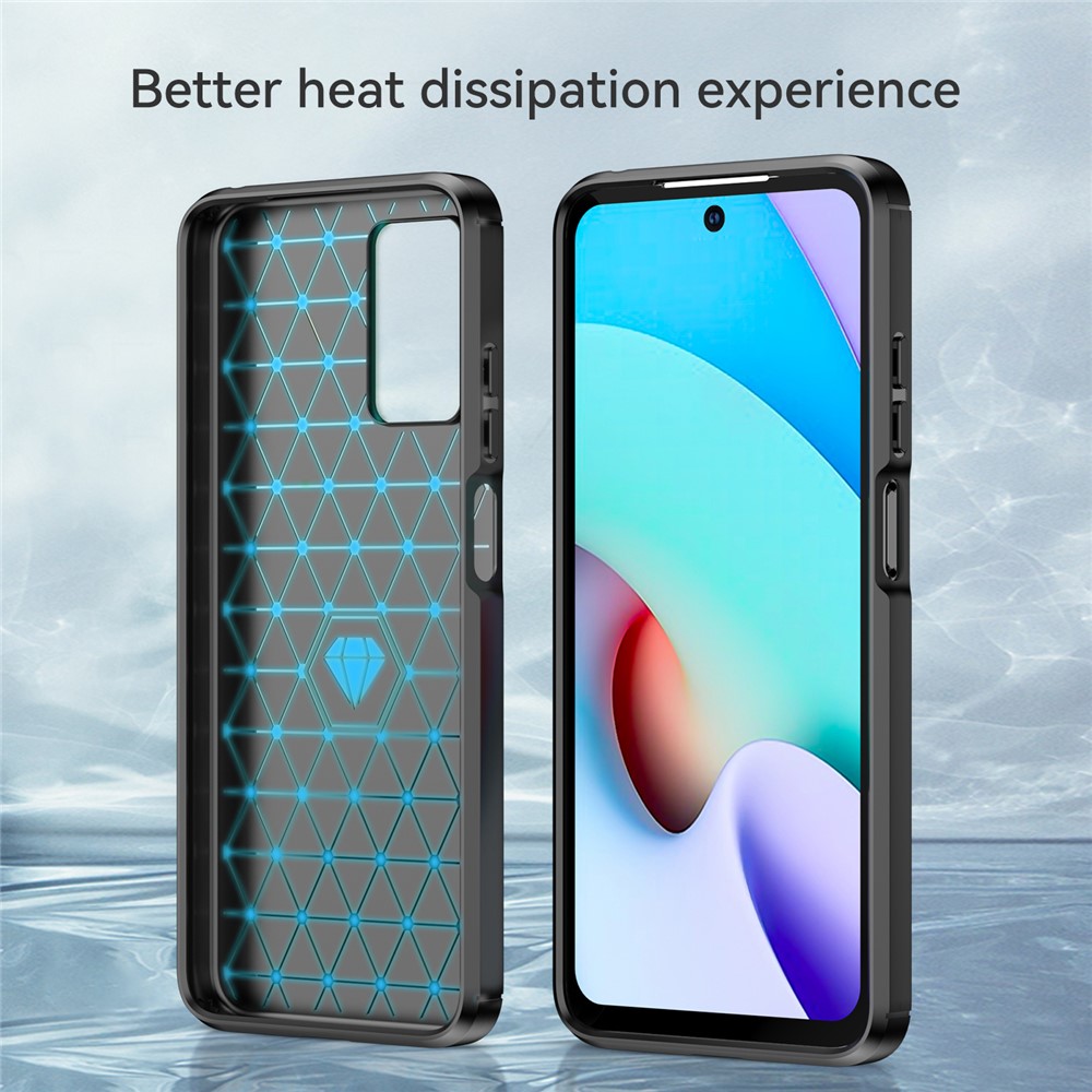 Drop Protection Brushed Carbon Fiber Texture TPU Back Case Mobile Phone Cover for Xiaomi Redmi Note 11 4G - Black-4