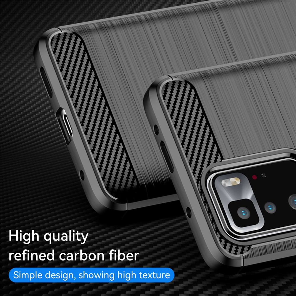 Brushed Carbon Fiber Texture TPU Back Case Soft Mobile Phone Cover for Xiaomi Redmi Note 10 Pro 5G (China)/Poco X3 GT - Black-2