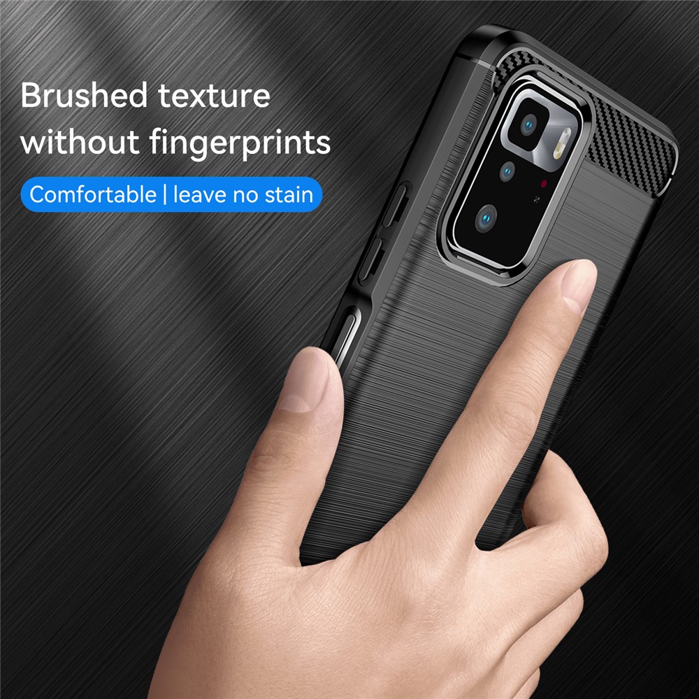 Brushed Carbon Fiber Texture TPU Back Case Soft Mobile Phone Cover for Xiaomi Redmi Note 10 Pro 5G (China)/Poco X3 GT - Black-3
