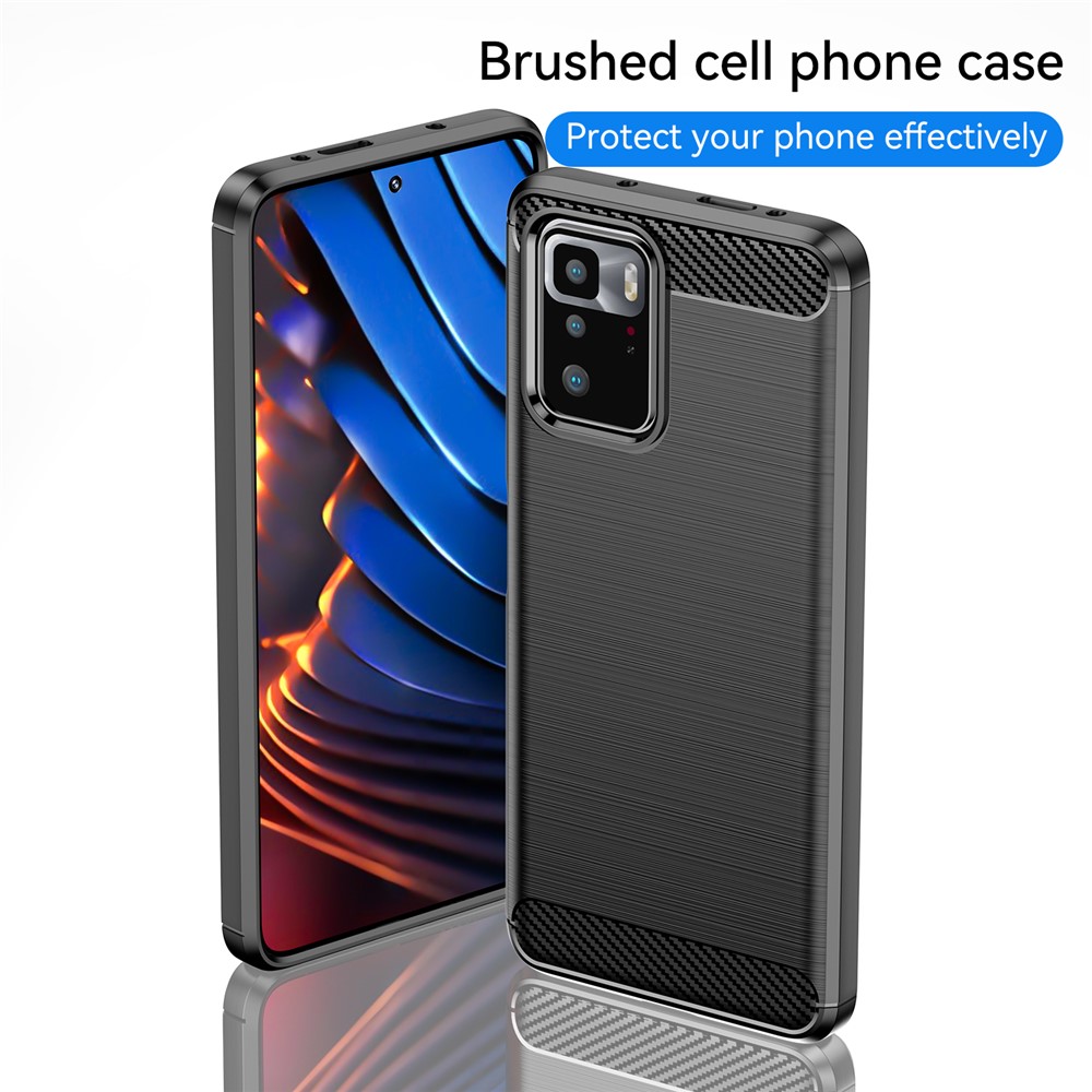 Brushed Carbon Fiber Texture TPU Back Case Soft Mobile Phone Cover for Xiaomi Redmi Note 10 Pro 5G (China)/Poco X3 GT - Black-6