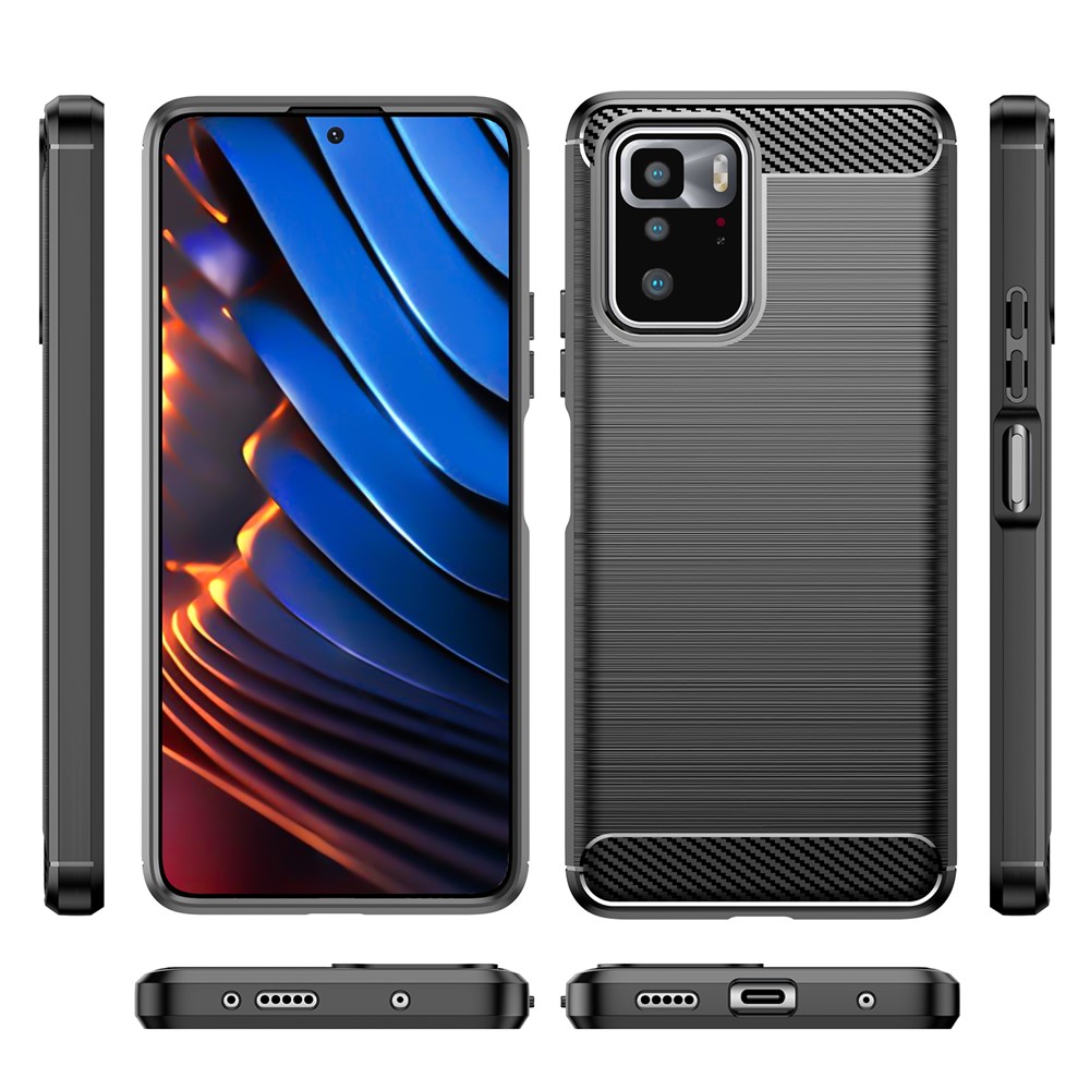 Brushed Carbon Fiber Texture TPU Back Case Soft Mobile Phone Cover for Xiaomi Redmi Note 10 Pro 5G (China)/Poco X3 GT - Black-7