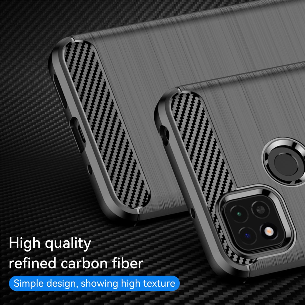 Brushed Carbon Fiber Texture TPU Back Case Anti-fall Mobile Phone Cover for Xiaomi Poco C3/Poco C31/Redmi 9C/9C NFC/9 (India)/9 Activ - Black-2
