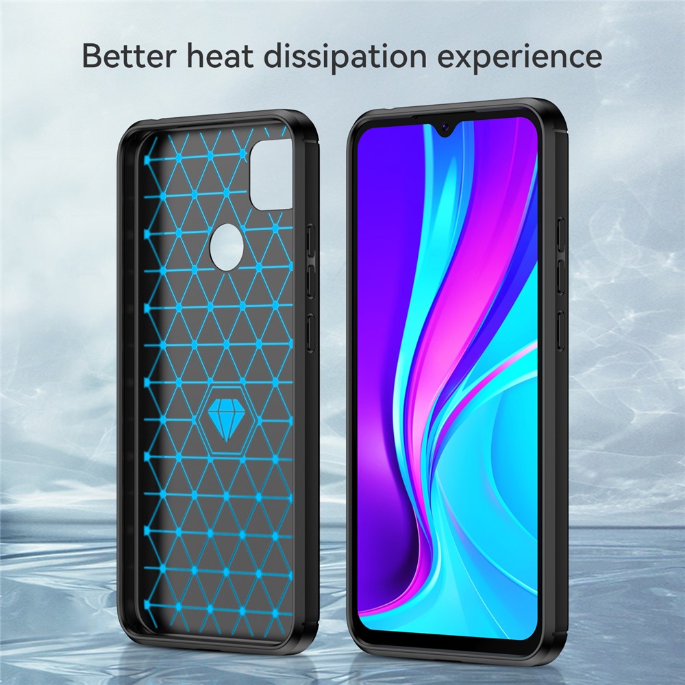 Brushed Carbon Fiber Texture TPU Back Case Anti-fall Mobile Phone Cover for Xiaomi Poco C3/Poco C31/Redmi 9C/9C NFC/9 (India)/9 Activ - Black-4