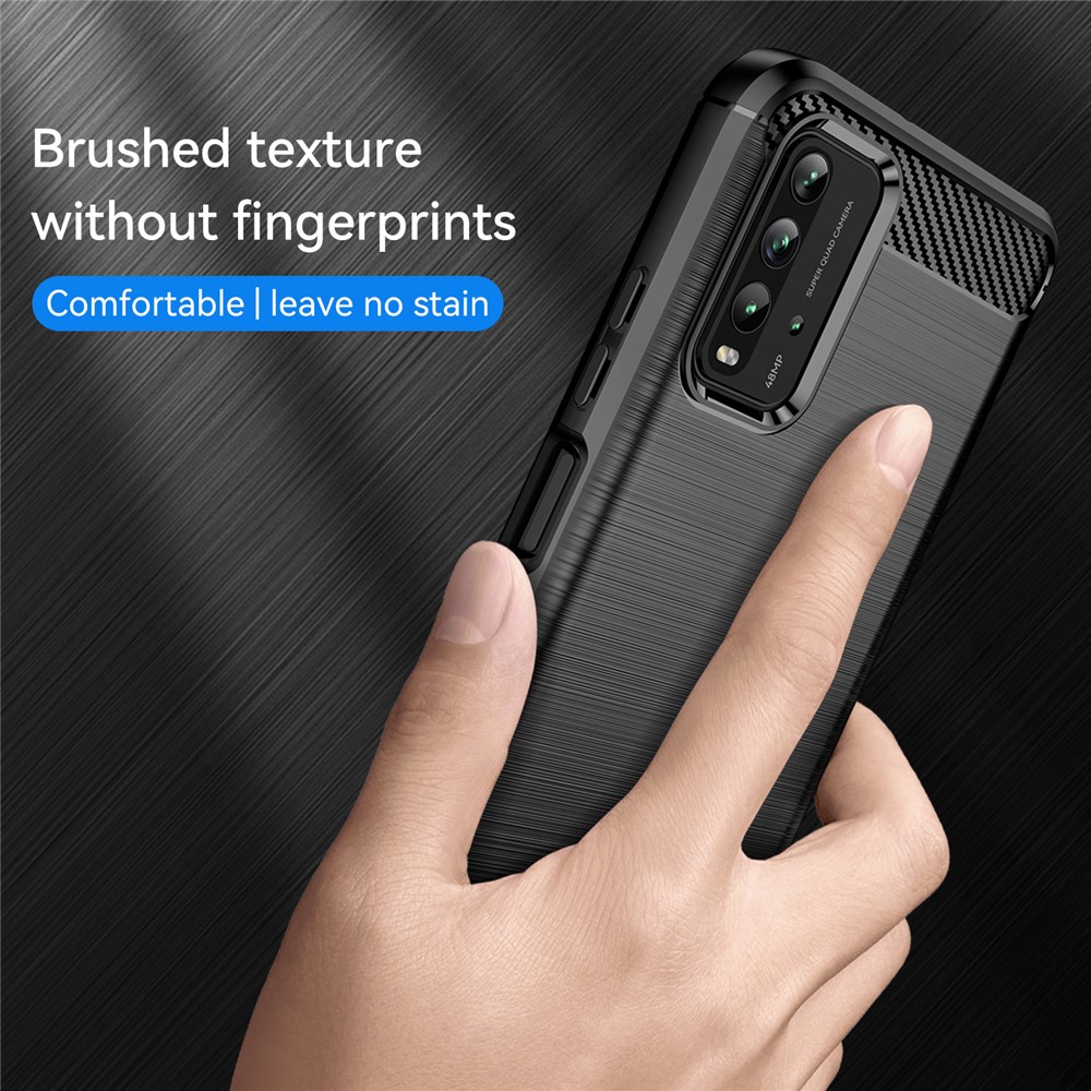 Scratch-proof Brushed Carbon Fiber Texture TPU Back Case Mobile Phone Cover for Xiaomi Poco M3/Redmi 9 Power/Note 9 4G (Qualcomm Snapdragon 662)/Redmi 9T - Black-3