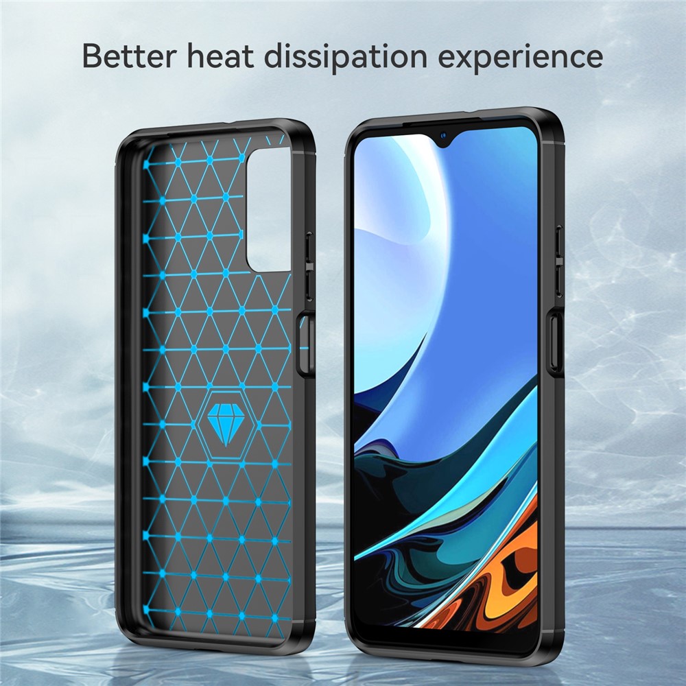 Scratch-proof Brushed Carbon Fiber Texture TPU Back Case Mobile Phone Cover for Xiaomi Poco M3/Redmi 9 Power/Note 9 4G (Qualcomm Snapdragon 662)/Redmi 9T - Black-4