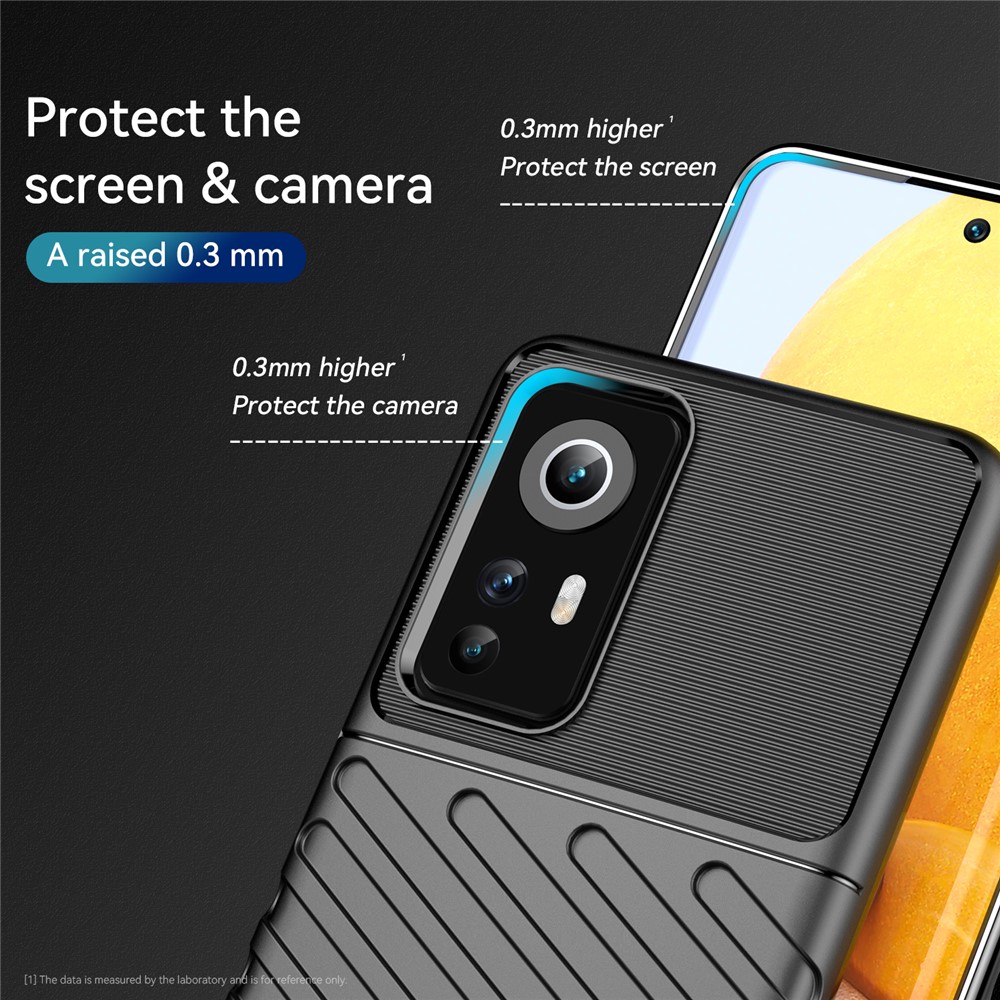 Thunder Series Twill Texture Soft Touch Anti-Fingerprint Thickened TPU Protective Case for Xiaomi 12 - Black-6