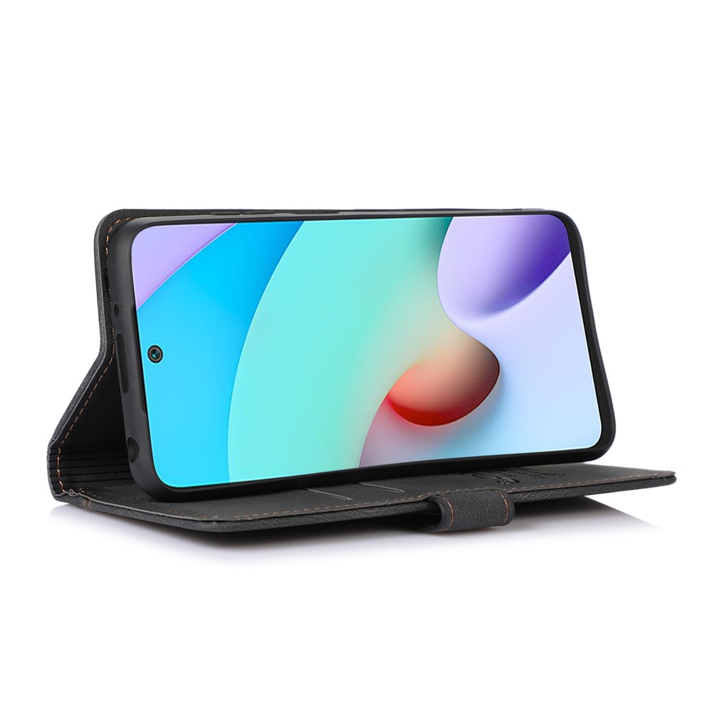 Stitching Design Outer Card Holder PU Leather + TPU Wallet Stand Phone Case Cover for Xiaomi Redmi Note 11 5G/Poco M4 Pro 5G - Black-5
