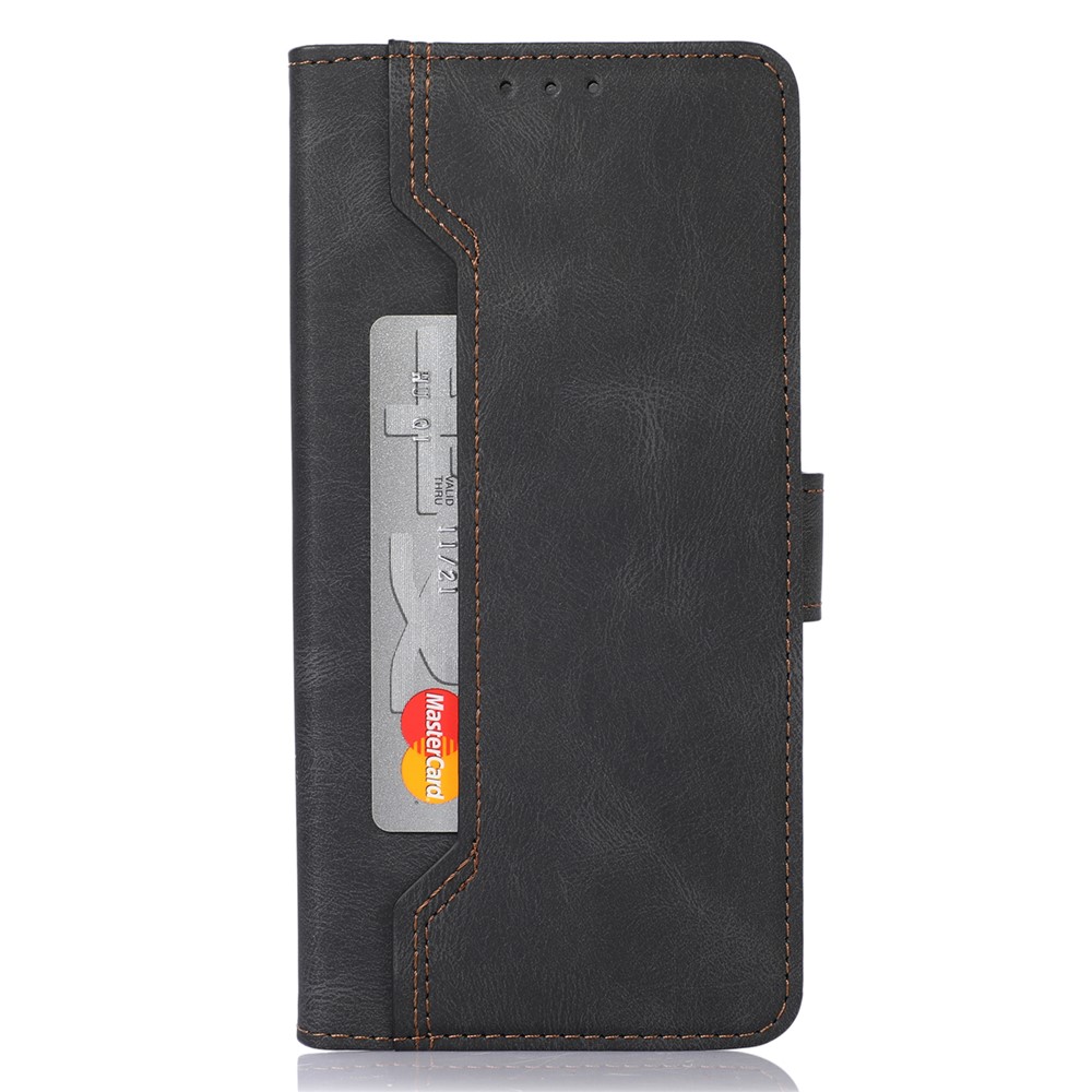 Stitching PU Leather Cover Foldable Stand Wallet Phone Case Shell for Xiaomi 11T/11T Pro - Black-2