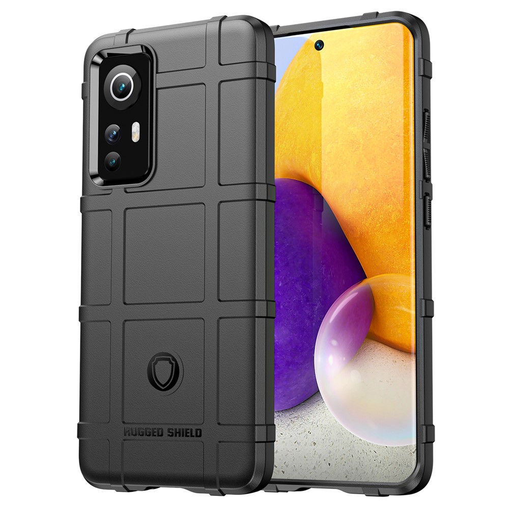 Rugged Square Grid Design Thickened TPU Anti-Scratch Shock Absorption Cover for Xiaomi 12 / 12X - Black-1