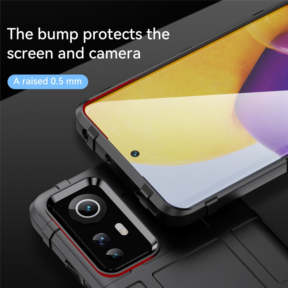 Rugged Square Grid Design Thickened TPU Anti-Scratch Shock Absorption Cover for Xiaomi 12 / 12X - Black-4