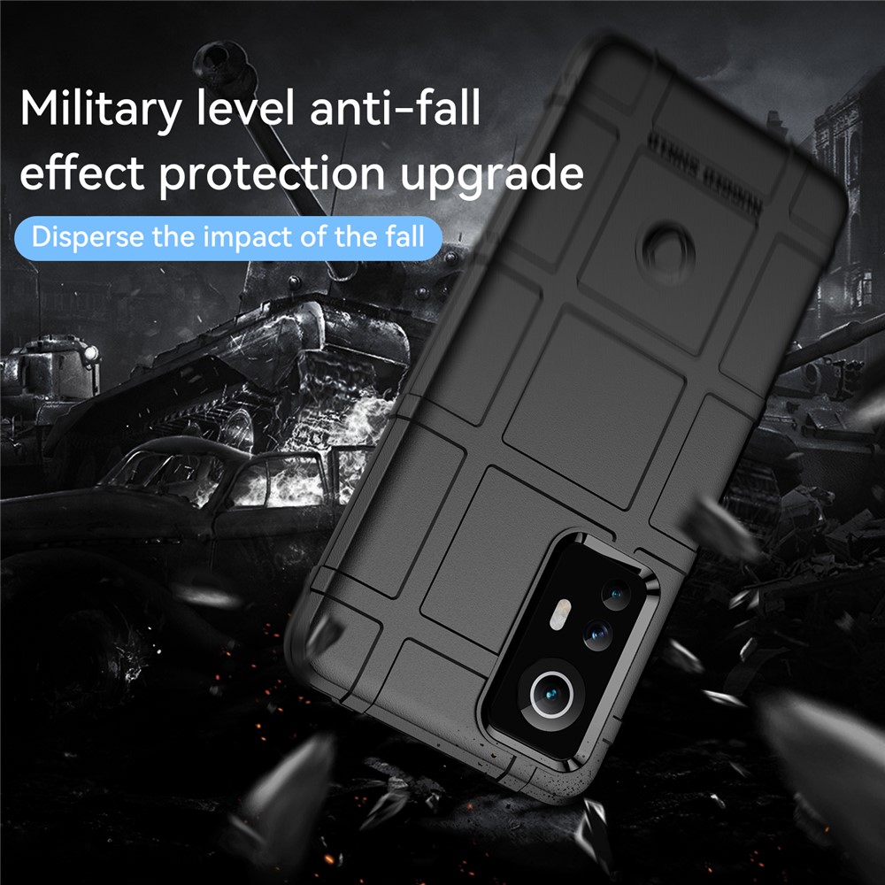 Rugged Square Grid Design Thickened TPU Anti-Scratch Shock Absorption Cover for Xiaomi 12 / 12X - Black-7