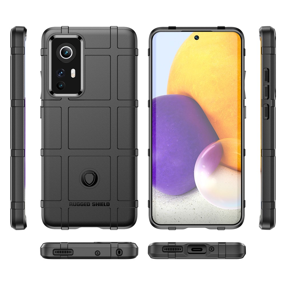 Rugged Square Grid Design Thickened TPU Anti-Scratch Shock Absorption Cover for Xiaomi 12 / 12X - Black-8