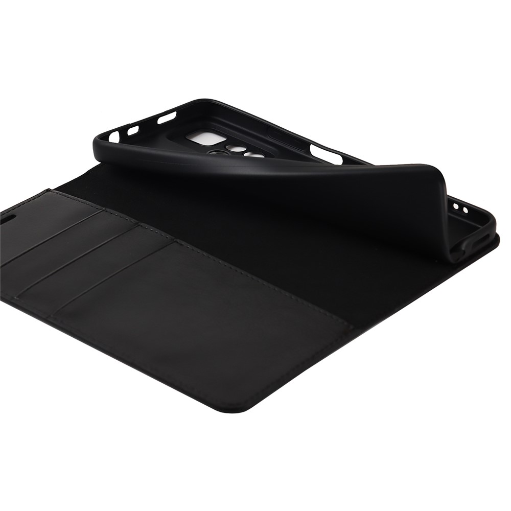 Crazy Horse Texture Scratch Resistant Genuine Leather Magnetic Auto Closing Cover Stand Flip Wallet Case for Xiaomi Redmi Note 11 Pro+/11 Pro - Black-7