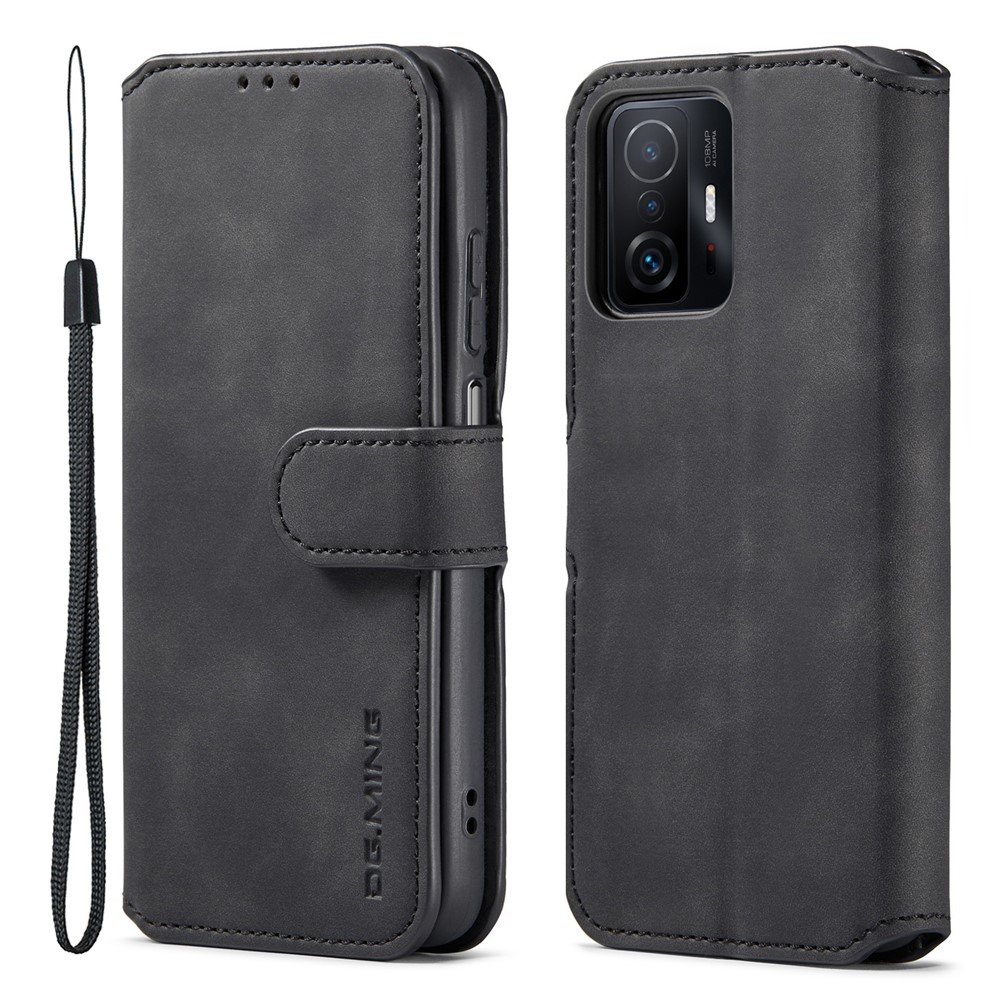 DG.MING Retro Style PU Leather + TPU Foldable Stand Protective Phone Case with Wallet for Xiaomi 11T/11T Pro - Black-1