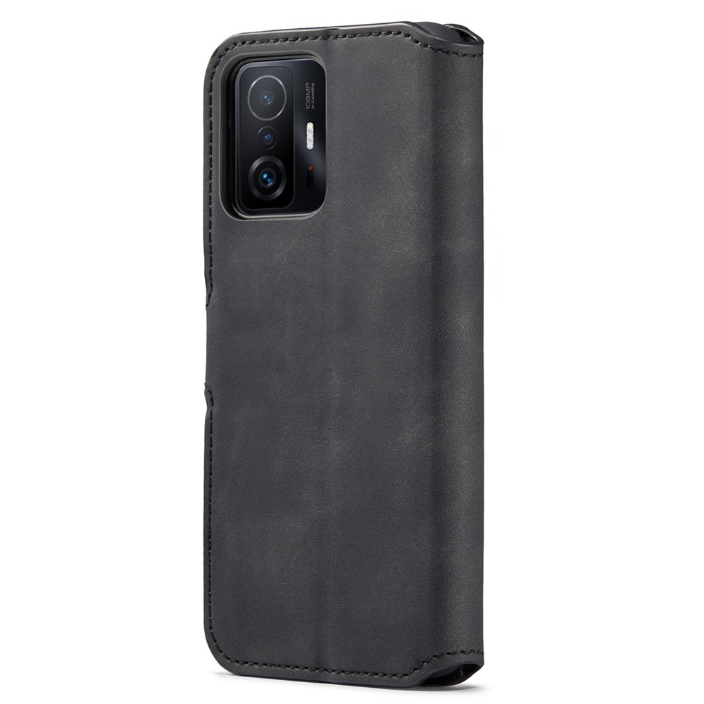 DG.MING Retro Style PU Leather + TPU Foldable Stand Protective Phone Case with Wallet for Xiaomi 11T/11T Pro - Black-3