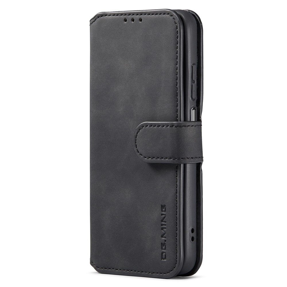 DG.MING Retro Leather + TPU Full Cover Phone Case Wallet Stand Protective Shell for Xiaomi Redmi 10/10 Prime - Black-2