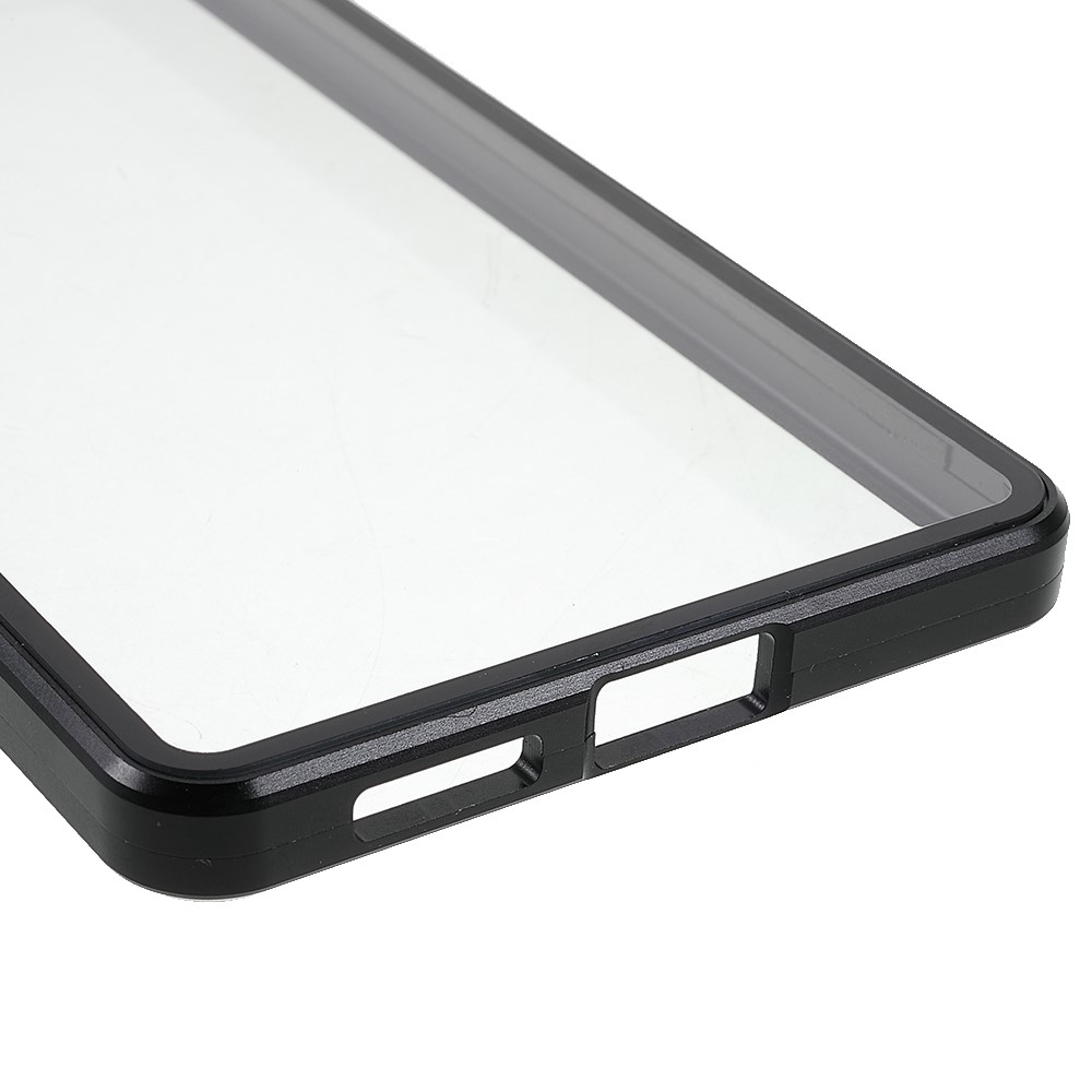 For Xiaomi 11T/11T Pro Magnetic Closure Phone Case Metal Bumper + Double-sided Tempered Glass Cover - Black-5