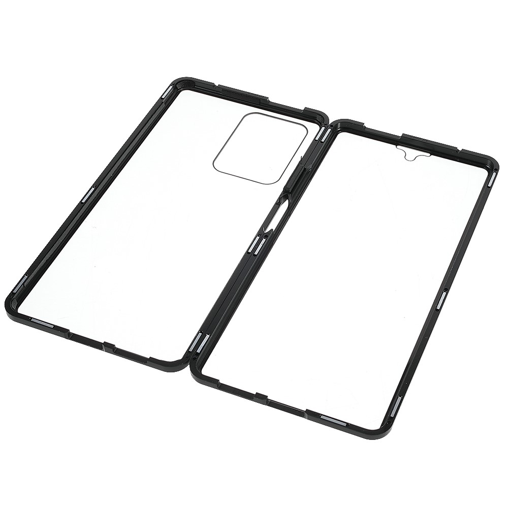 For Xiaomi 11T/11T Pro Magnetic Closure Phone Case Metal Bumper + Double-sided Tempered Glass Cover - Black-7