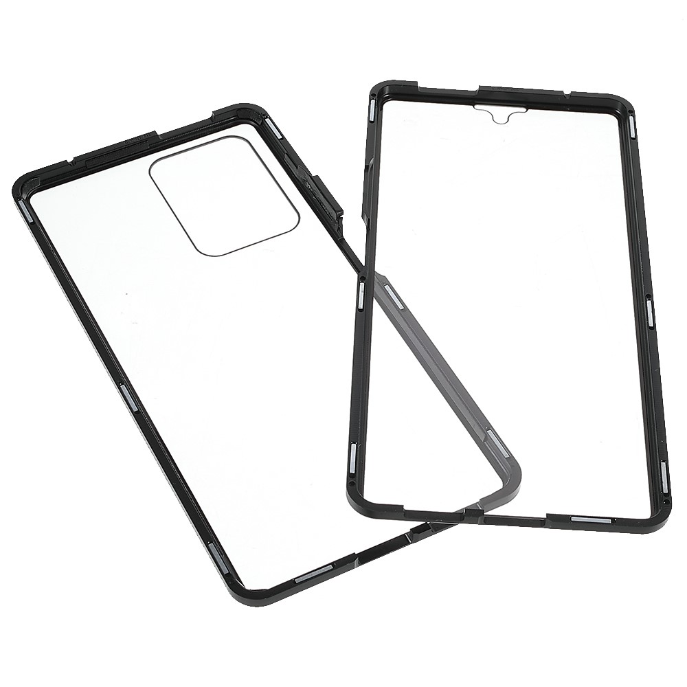 For Xiaomi 11T/11T Pro Magnetic Closure Phone Case Metal Bumper + Double-sided Tempered Glass Cover - Black-8