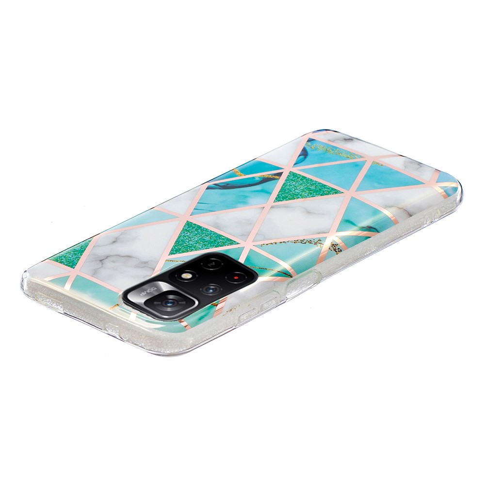 Marble Pattern Anti-drop TPU Protective Cover Electroplating Phone Case for Xiaomi Redmi Note 11 5G/Poco M4 Pro 5G - Green/White-2