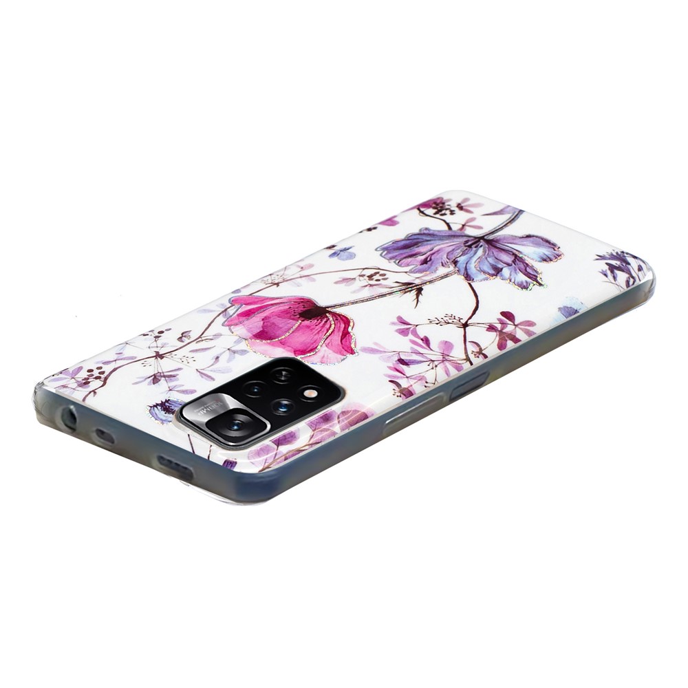 Marble Pattern Mobile Phone Case Shockproof Electroplating Soft TPU Shell for Xiaomi Redmi Note 11 Pro 5G/Note 11 Pro+ 5G - Lotus Flowers-3