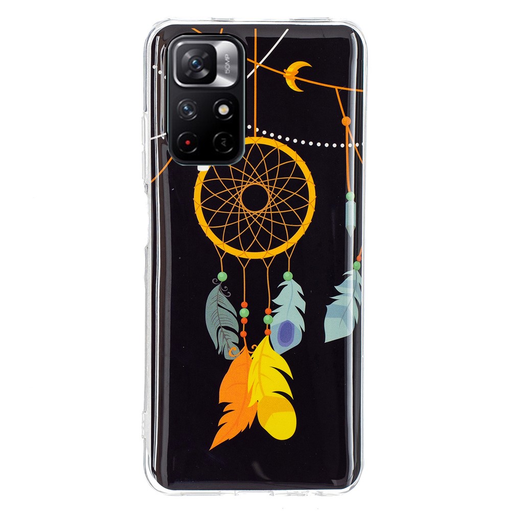 Luminous IMD Mobile Phone TPU Case Protective Cover with Noctilucent Pattern for Xiaomi Redmi Note 11 5G/Poco M4 Pro 5G - Feather/Wind Chime-2
