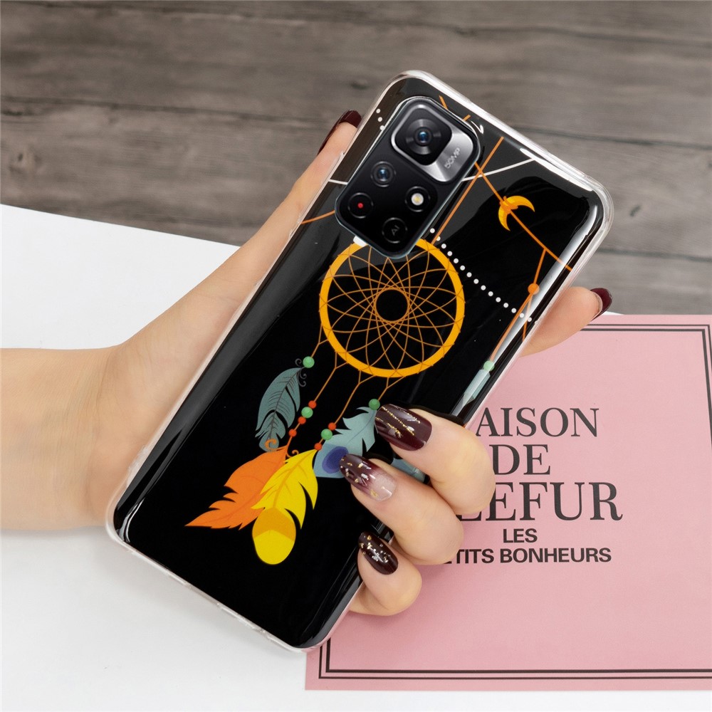 Luminous IMD Mobile Phone TPU Case Protective Cover with Noctilucent Pattern for Xiaomi Redmi Note 11 5G/Poco M4 Pro 5G - Feather/Wind Chime-4