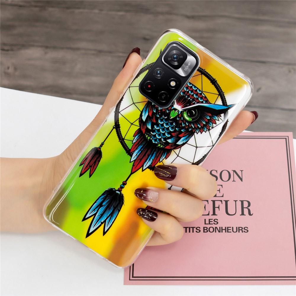 Luminous Noctilucent Pattern Design IMD Soft TPU Case Mobile Phone Cover for Xiaomi Redmi Note 11 Pro 5G/Note 11 Pro+ 5G - Owl/Dreamcatcher-4