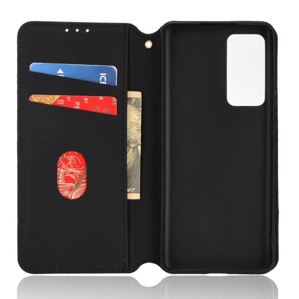 Splash-repellent Shockproof Rhombus Pattern Imprinted Cell Phone Case PU Leather + TPU Protective Cover with Stand Wallet for Xiaomi 12X / Xiaomi 12 - Black-8
