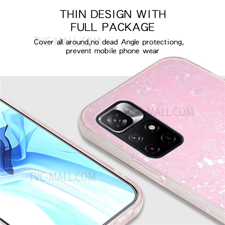 IPAKY IMD Design Dual Layer Acrylic Backing + TPU Soft Shockproof Protective Case for Xiaomi Redmi Note 11 5G / Redmi Note 11T 5G / Poco M4 Pro 5G - Pink-4