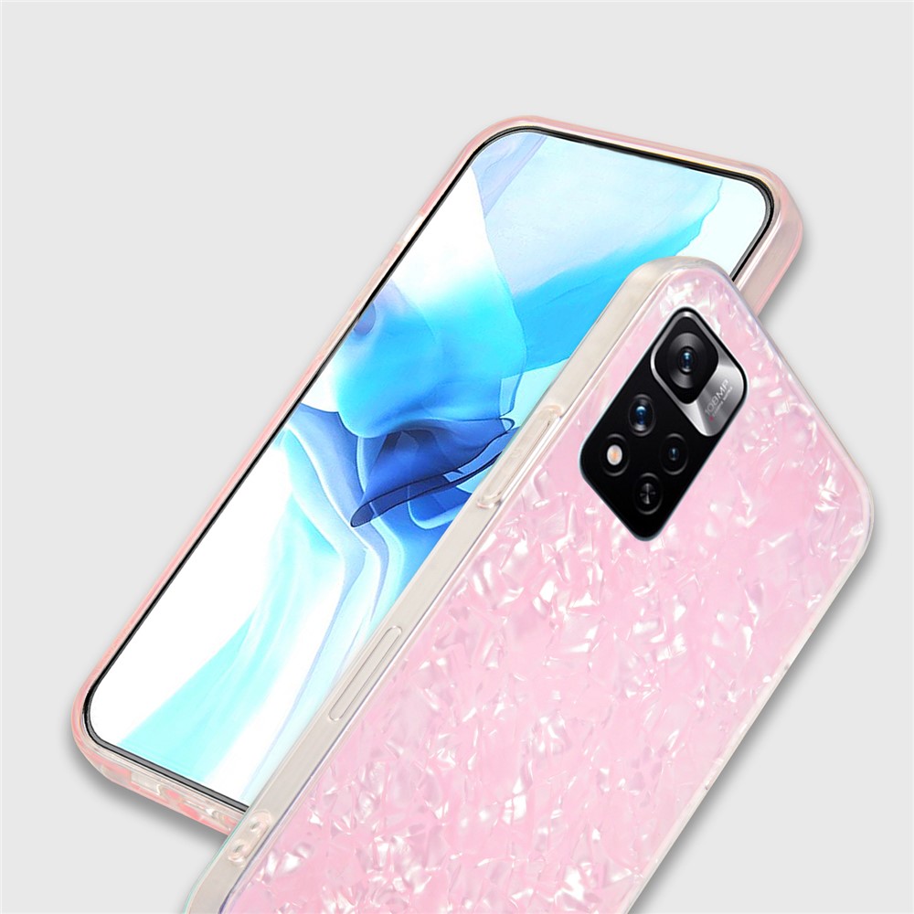 IPAKY Shockproof Slim Hard Acrylic + Soft TPU Edges IMD Protective Clear Phone Case for Xiaomi Redmi Note 11 Pro / Note 11 Pro+ - Pink-2