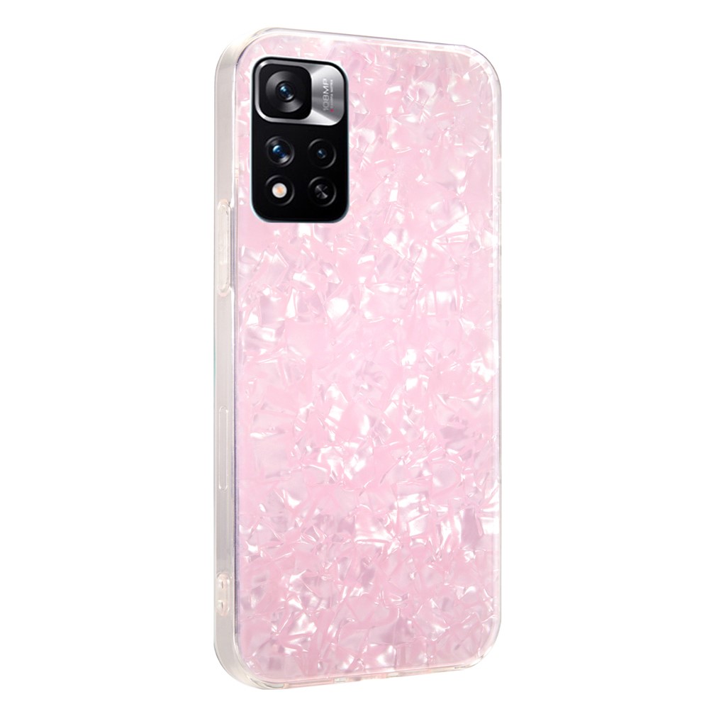 IPAKY Shockproof Slim Hard Acrylic + Soft TPU Edges IMD Protective Clear Phone Case for Xiaomi Redmi Note 11 Pro / Note 11 Pro+ - Pink-3