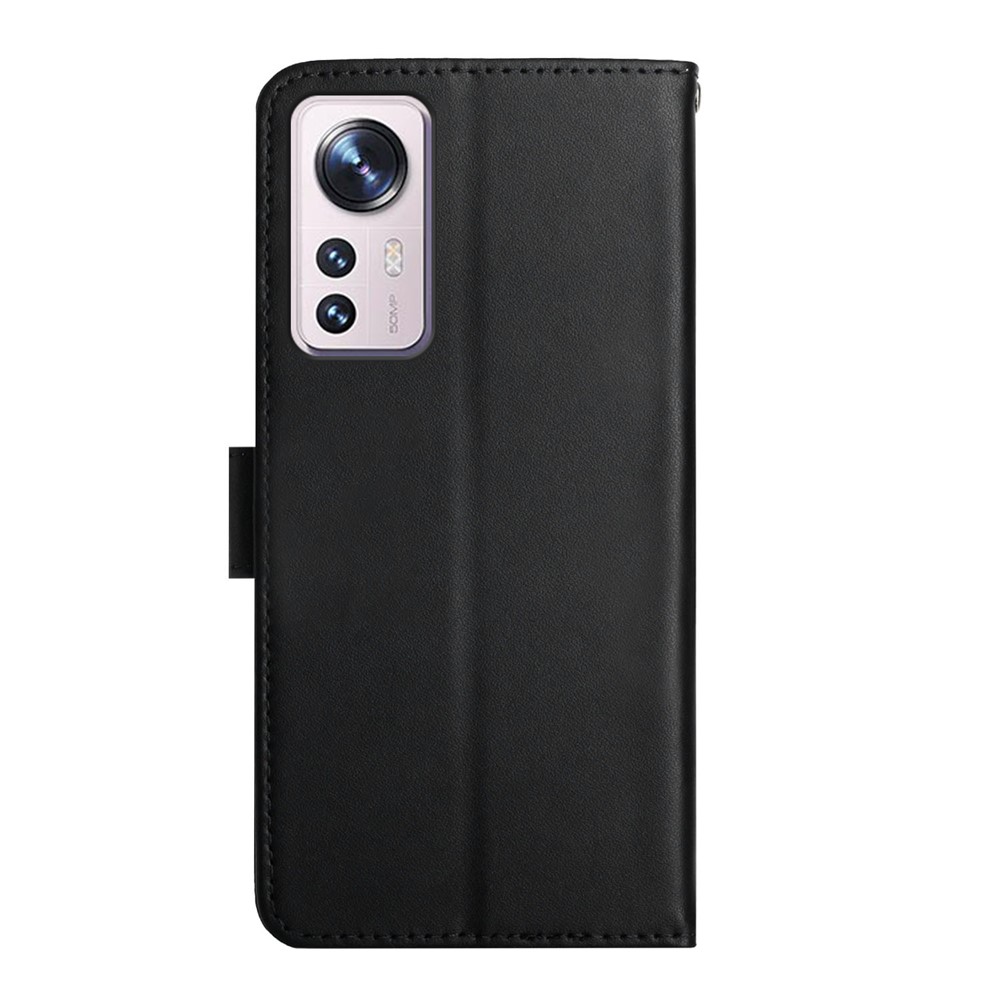 Wallet Stand Function Flip Phone Cover Genuine Leather Nappa Texture Phone Case for Xiaomi 12X / Xiaomi 12 - Black-3