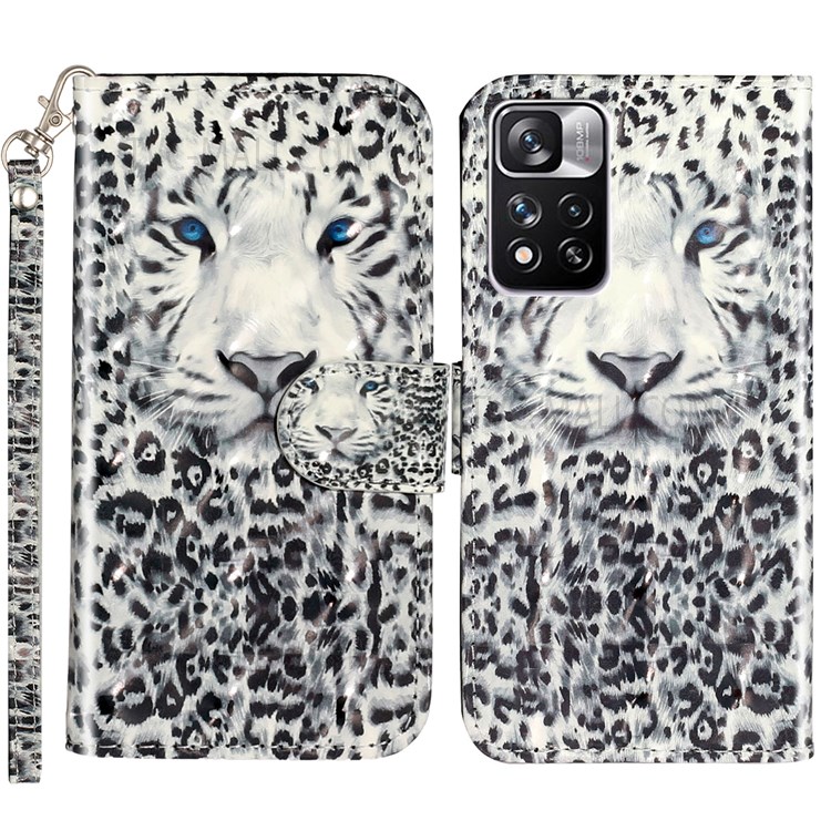 3D Creative Pattern Printing PU Leather Flip Wallet Phone Case Magnetic Shockproof Protective Cover with Stand Function for Xiaomi Redmi Note 11 Pro 5G / Note 11 Pro+ 5G - Leopard-1