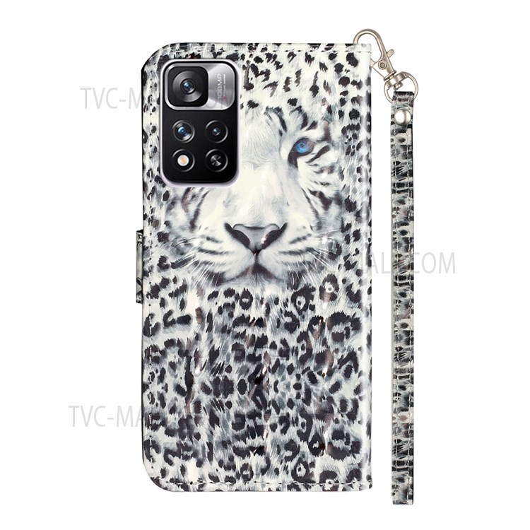 3D Creative Pattern Printing PU Leather Flip Wallet Phone Case Magnetic Shockproof Protective Cover with Stand Function for Xiaomi Redmi Note 11 Pro 5G / Note 11 Pro+ 5G - Leopard-3