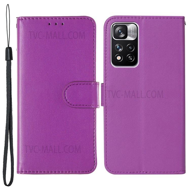 Solid Color Magnetic Closure Flip Leather Protective Wallet Shell Horizontal Stand Case for Xiaomi Redmi Note 11 Pro+/11 Pro - Purple-1