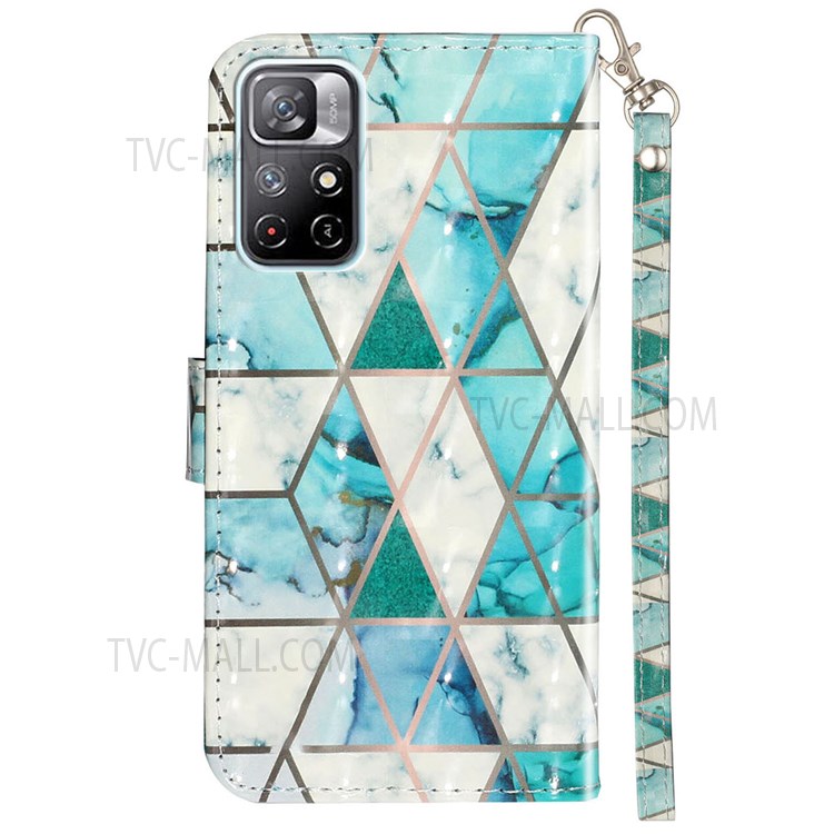 PU Leather Book Stand Flip Wallet Case Magnetic Clasp 3D Creative Pattern Printing Phone Cover for Xiaomi Redmi Note 11 5G / Poco M4 Pro 5G - Marble-3