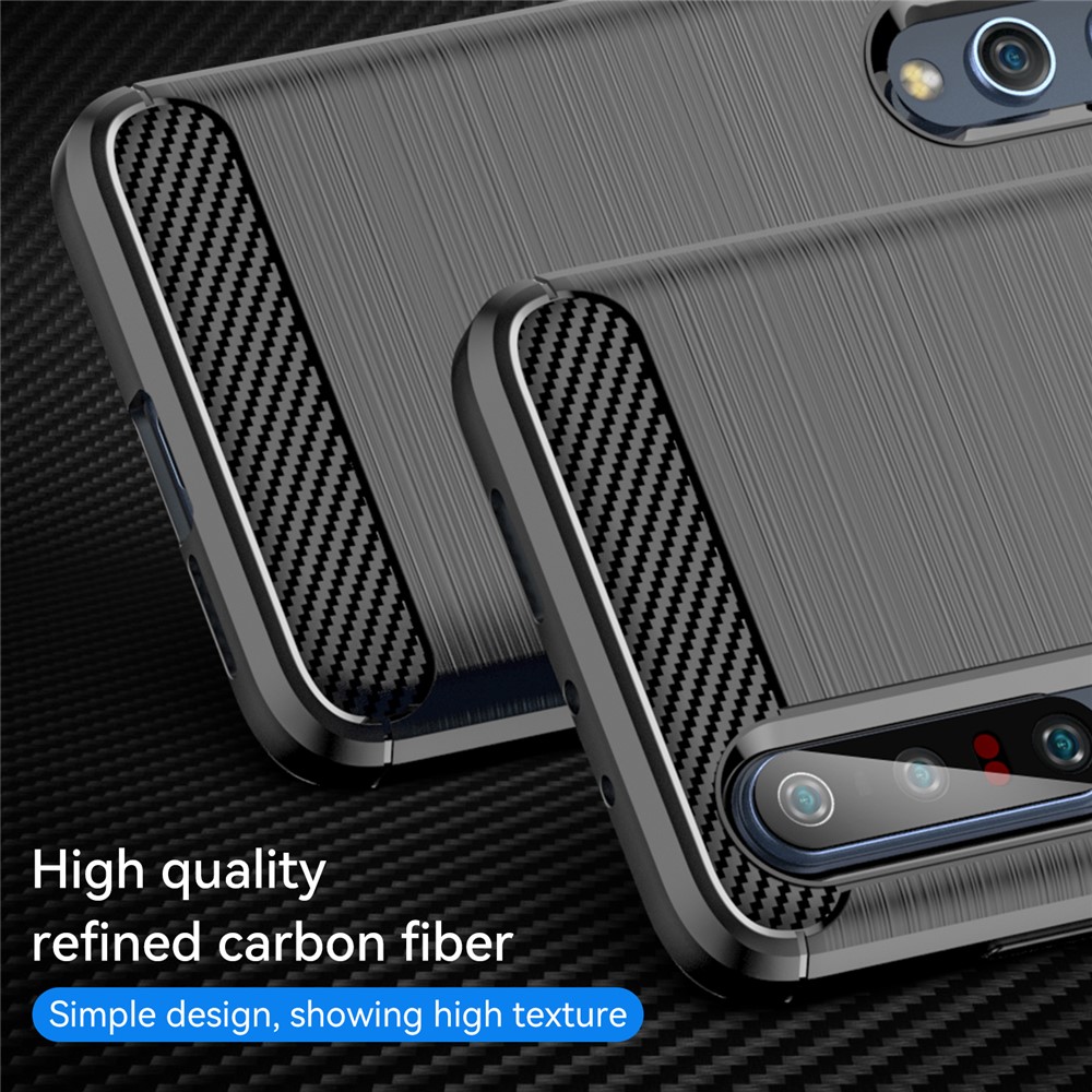 Shock Absorption 1.8mm Air Cushion TPU Case Brushed Surface Carbon Fiber Texture Phone Protector for Xiaomi Mi 10 5G / Mi 10 Pro 5G - Black-4