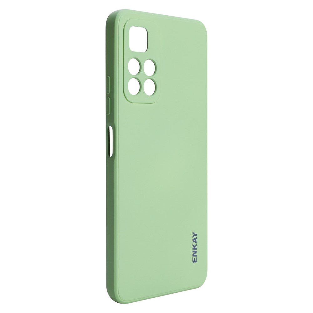 ENKAY Scratch-resistant Soft Liquid Silicone Case Precise Cutout Phone Cover for Xiaomi Redmi Note 11 5G/Poco M4 Pro 5G - Light Green-1
