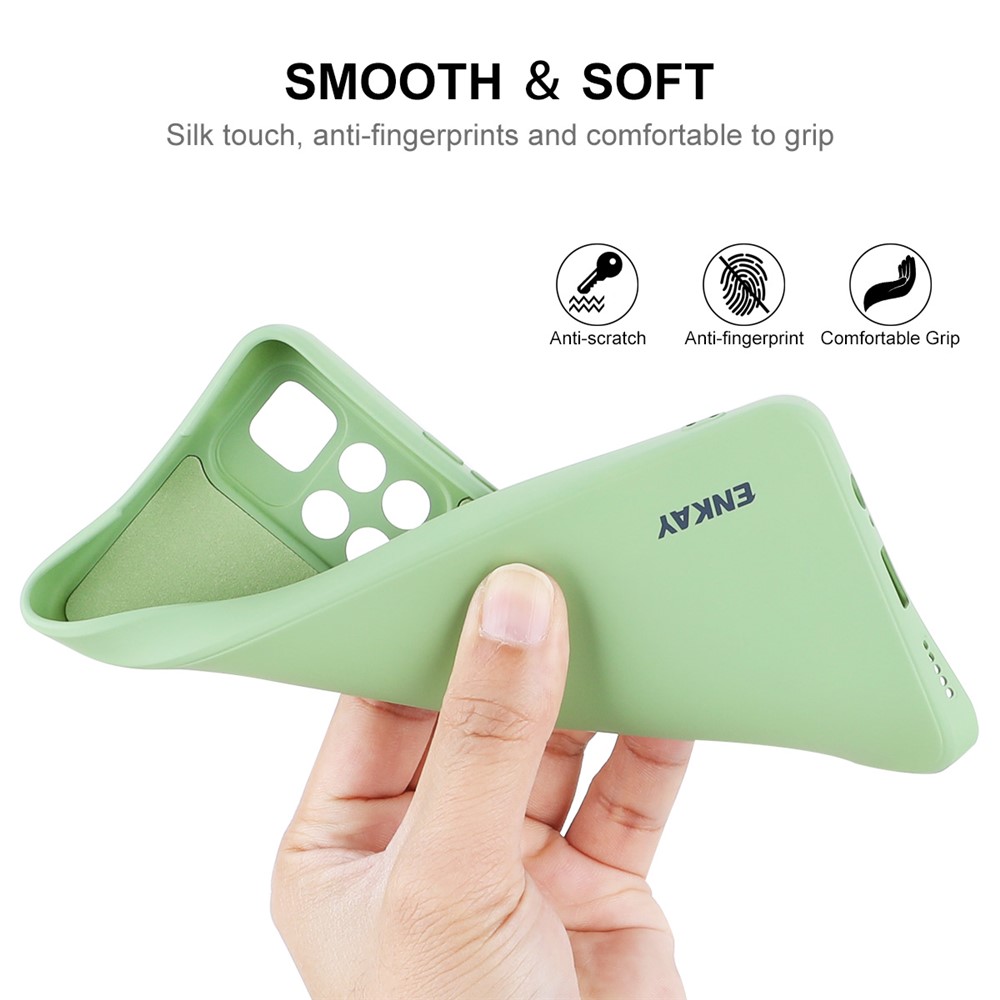 ENKAY Scratch-resistant Soft Liquid Silicone Case Precise Cutout Phone Cover for Xiaomi Redmi Note 11 5G/Poco M4 Pro 5G - Light Green-5