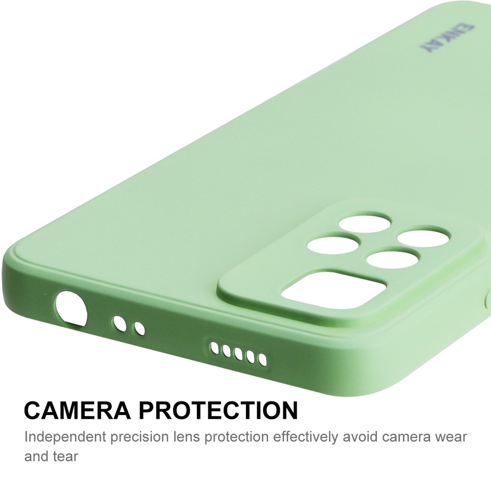 ENKAY Solid Color Straight Edge Liquid Silicone Precise Cutout Shockproof Phone Case Cover for Xiaomi Redmi Note 11 Pro 5G/Note 11 Pro+ 5G - Light Green-2