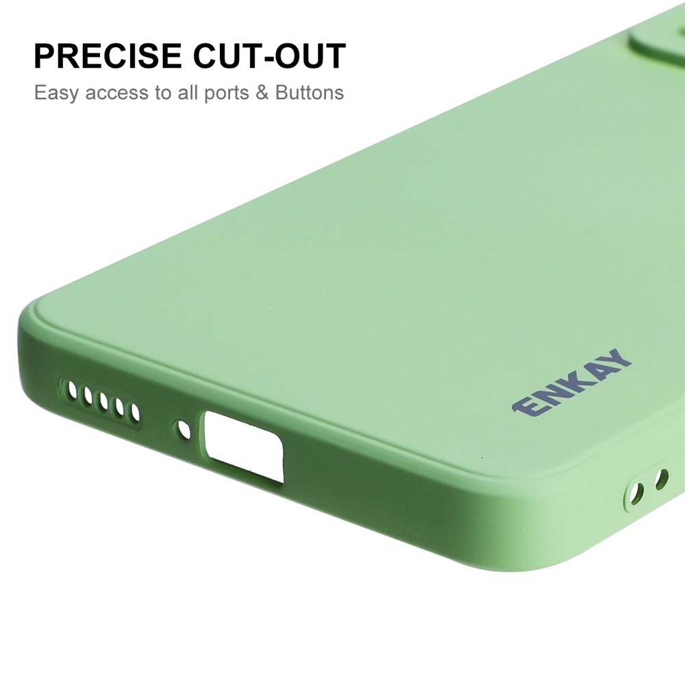 ENKAY Solid Color Straight Edge Liquid Silicone Precise Cutout Shockproof Phone Case Cover for Xiaomi Redmi Note 11 Pro 5G/Note 11 Pro+ 5G - Light Green-3
