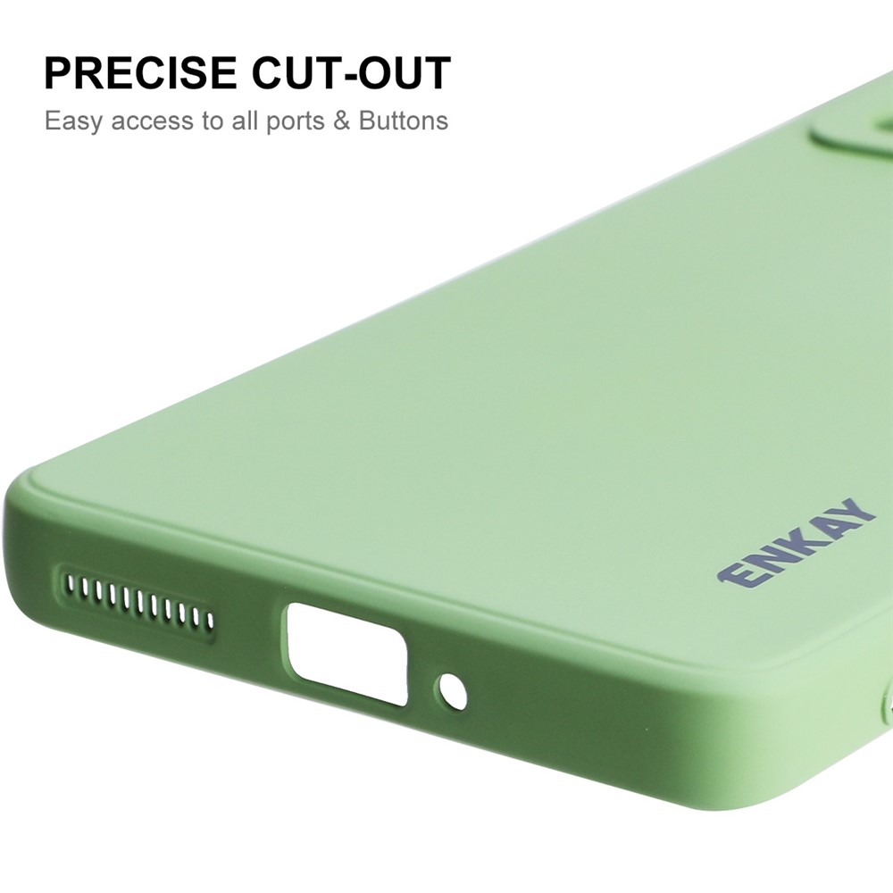 ENKAY Solid Color Straight Edge Drop-resistant Mobile Phone Cover Liquid Silicone Precise Cutout Ultra Slim Phone Case for Xiaomi 12 Pro - Light Green-3