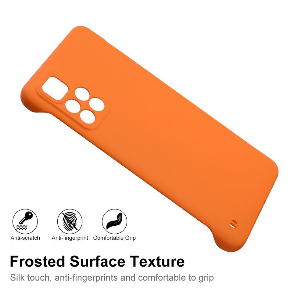 ENKAY Rubberized Matte Framless Incomplete Covering Hard PC Phone Case Shell for Xiaomi Redmi Note 11 5G/Poco M4 Pro 5G - Orange-5