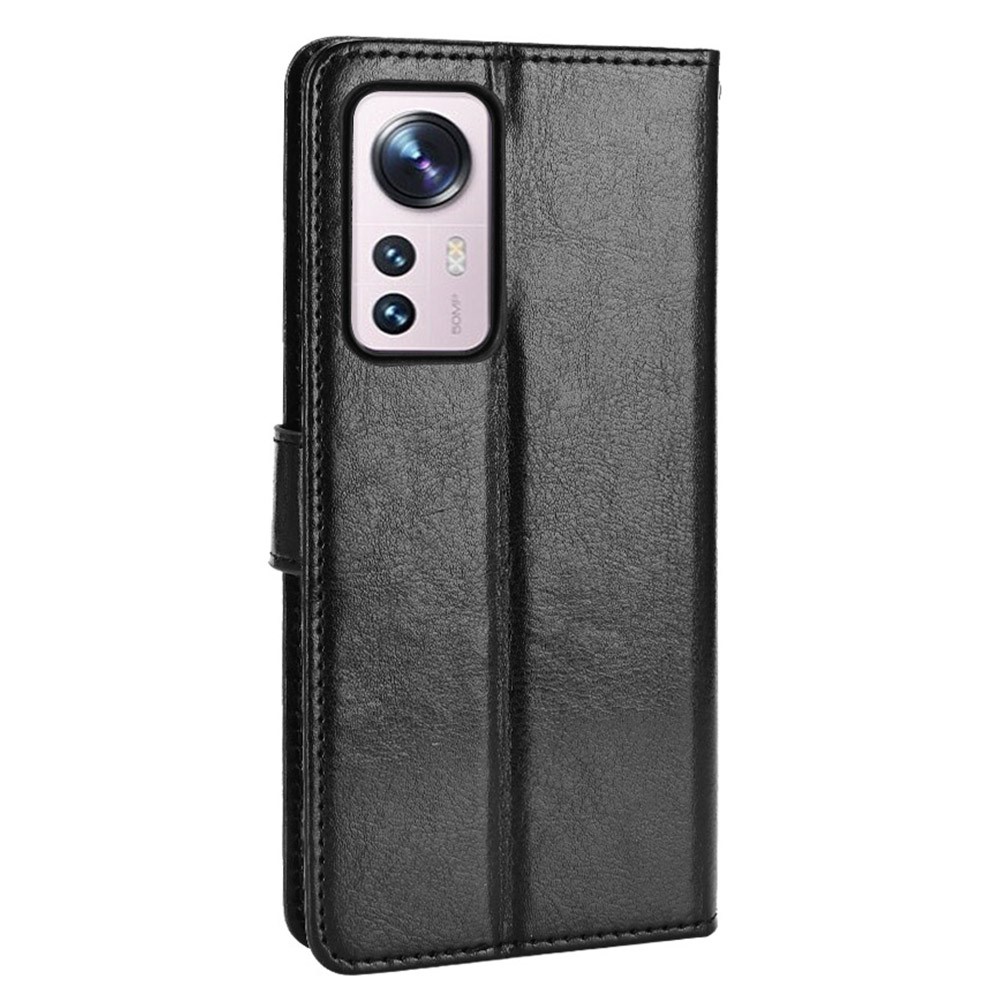 Crazy Horse Texture All-round Shockproof Stand Wallet PU Leather + TPU Case Phone Cover for Xiaomi 12/12X - Black-3