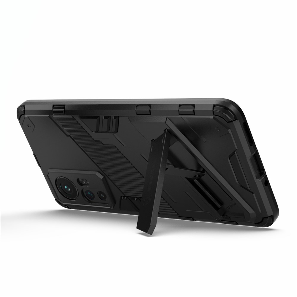 Hidden Kickstand Design Anti-fall Protection TPU + PC Hybrid Phone Case Cover for Xiaomi 12/12X - Black-3
