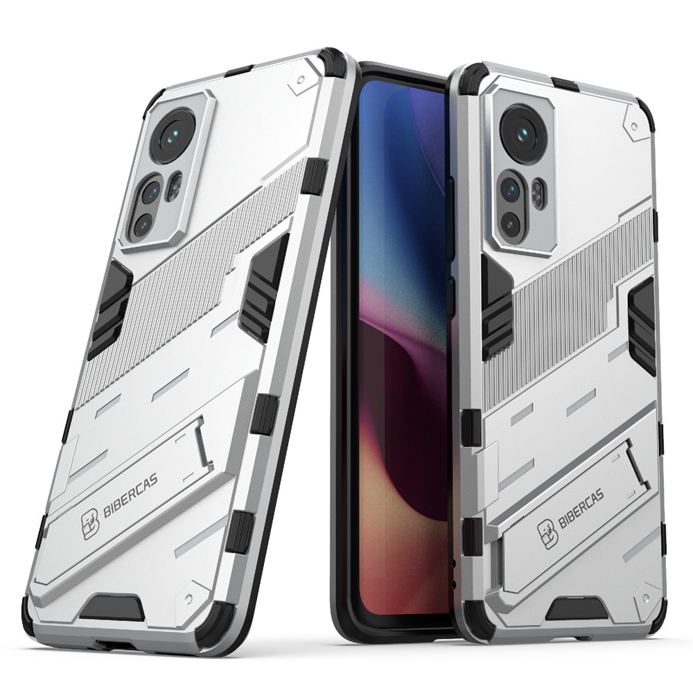 Hidden Kickstand Design Anti-fall Protection TPU + PC Hybrid Phone Case Cover for Xiaomi 12/12X - White-1